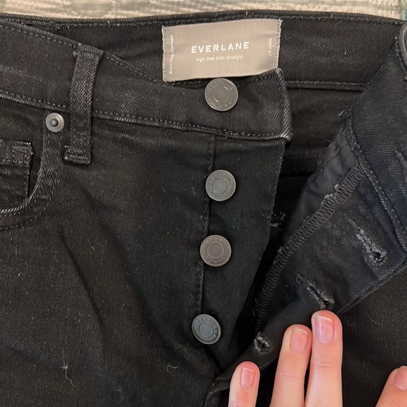Everlane, high rise slim straight, button fly, size 29 ankle, black - Picture 3 of 3